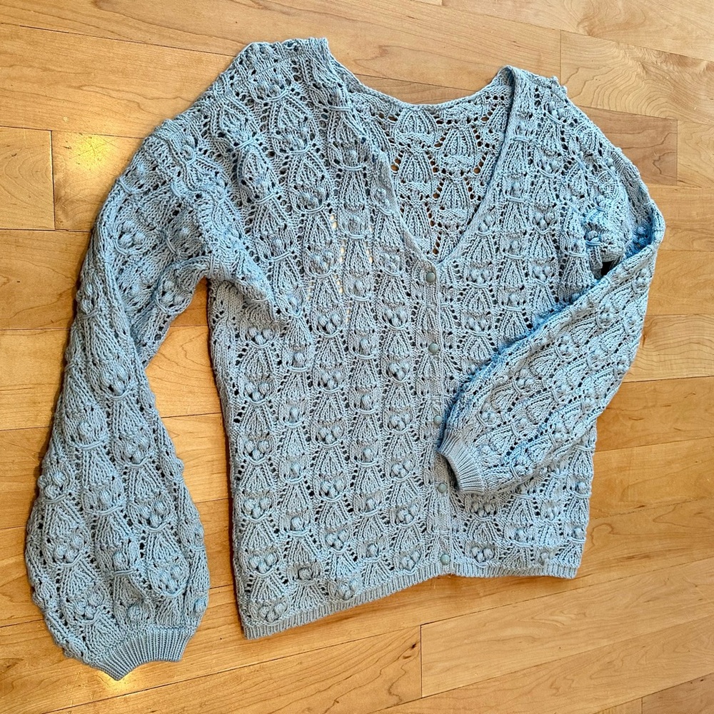 Sézane light blue reversable cardigan